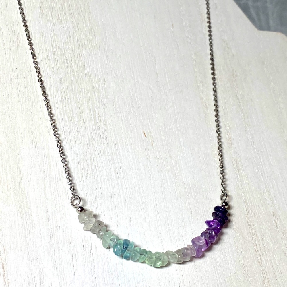 Rainbow Fluorite Ombre Crystal Necklace